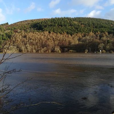 The new lake under #caddonbank Only lasted one day but impressive and a bit scary. #innerleithen